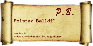 Polster Balló névjegykártya